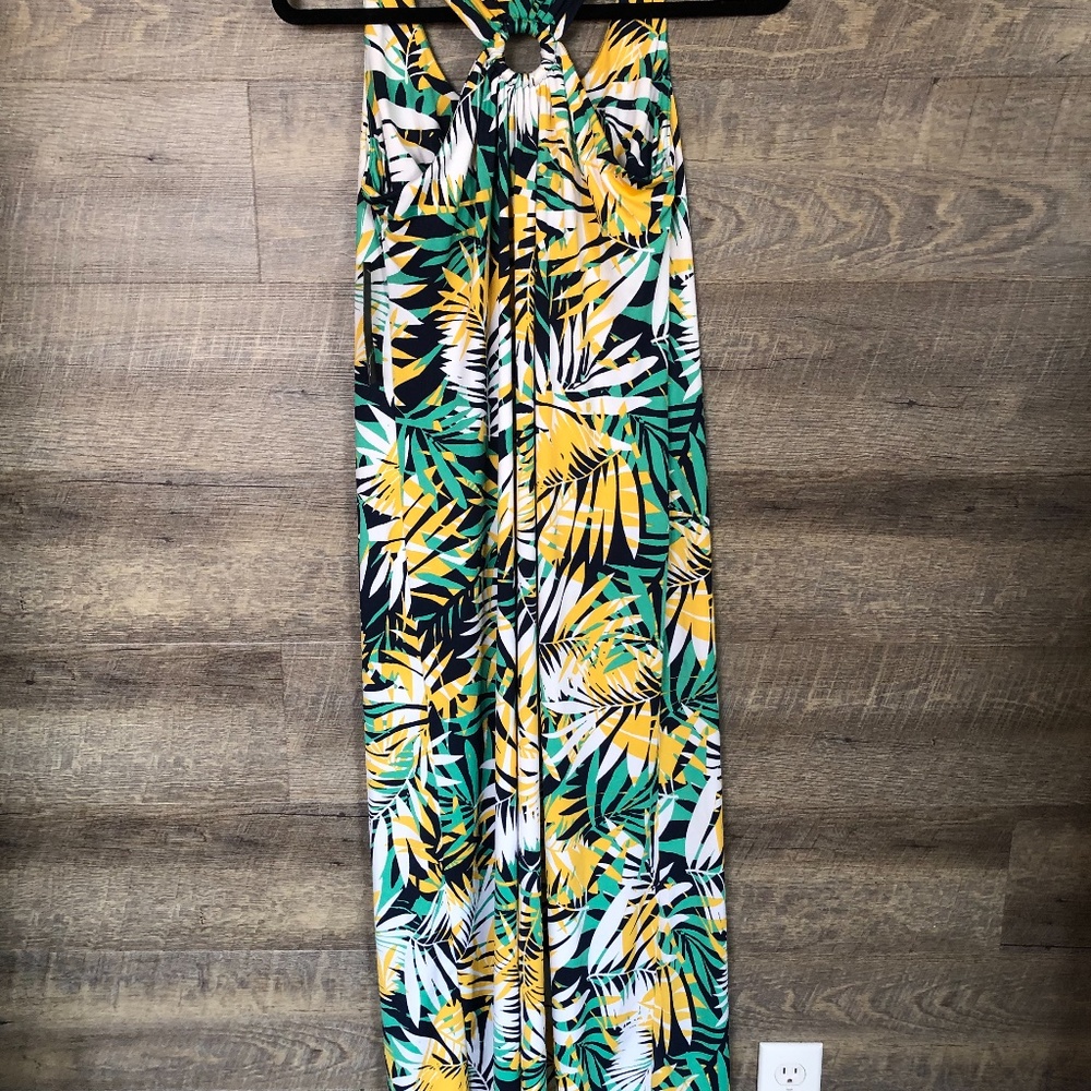 Maxi dress with palm frond print (NWT)